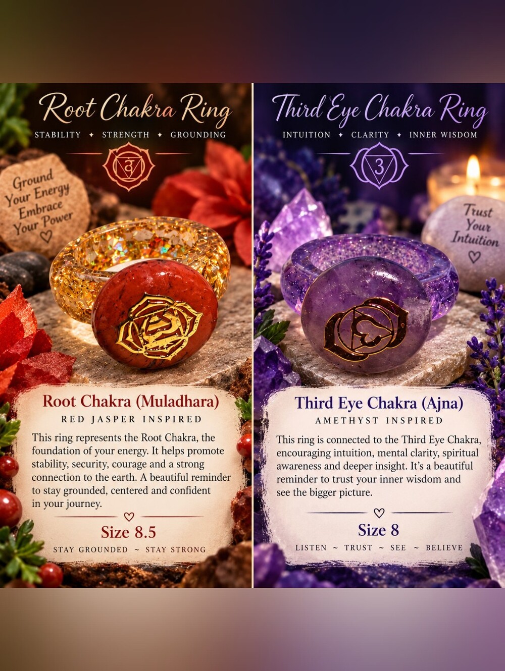 Root Chakra Ring - Red Jasper Inspired Women’s Ring